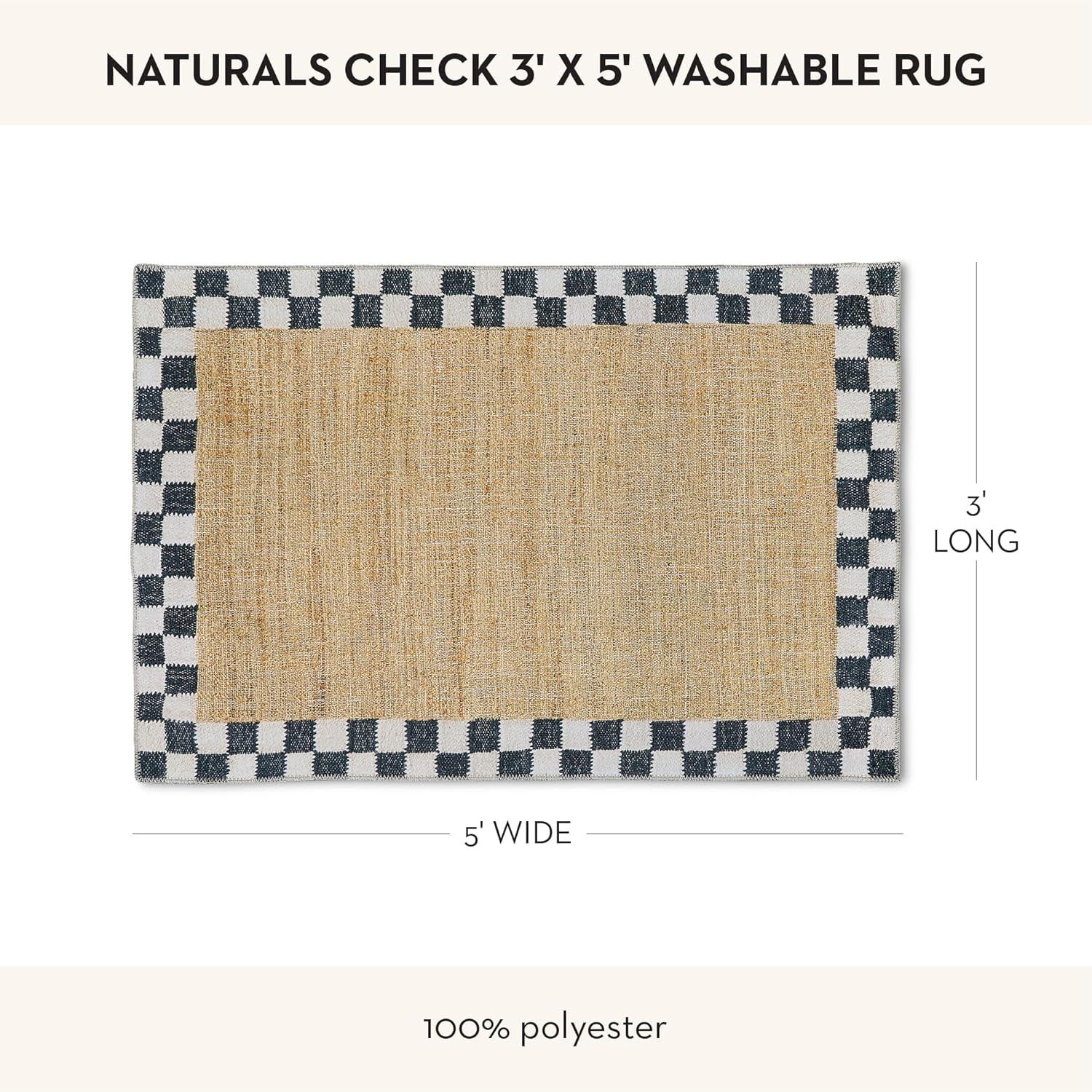 image:imageMACKENZIECHILDS Washable Rug Decorative Indoor Rug 26 x 8 Runner GrayandWhite Sterling CheckeredNaturals Check