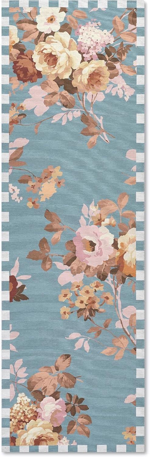 image:imageMACKENZIECHILDS Washable Rug Decorative Indoor Rug 26 x 8 Runner GrayandWhite Sterling CheckeredSlate Wild Rose
