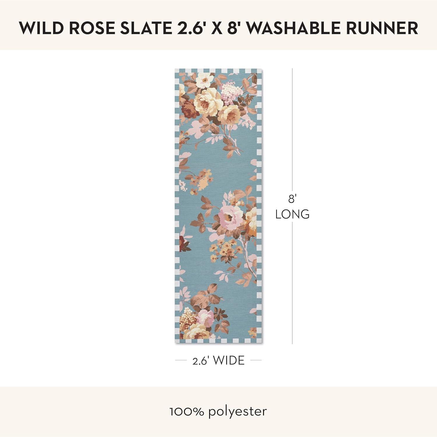 image:imageMACKENZIECHILDS Washable Rug Decorative Indoor Rug 26 x 8 Runner GrayandWhite Sterling CheckeredSlate Wild Rose