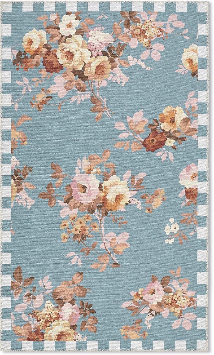 image:imageMACKENZIECHILDS Washable Rug Decorative Indoor Rug 26 x 8 Runner GrayandWhite Sterling CheckeredSlate Wild Rose