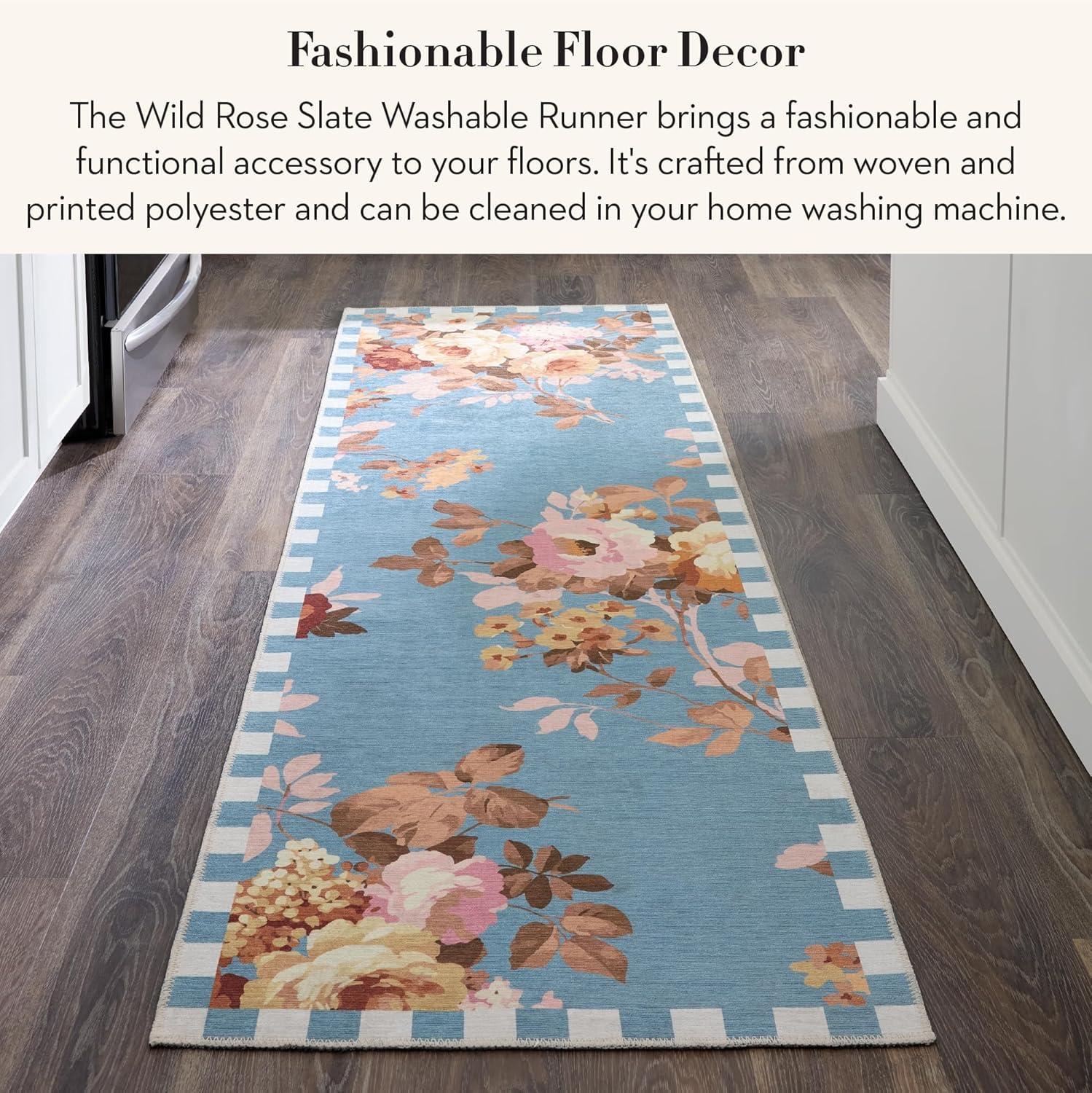 image:imageMACKENZIECHILDS Washable Rug Decorative Indoor Rug 26 x 8 Runner GrayandWhite Sterling CheckeredSlate Wild Rose