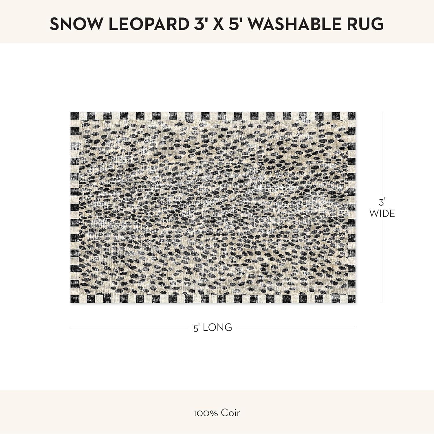 image:imageMACKENZIECHILDS Washable Rug Decorative Indoor Rug 26 x 8 Runner GrayandWhite Sterling CheckeredSnow Leopard