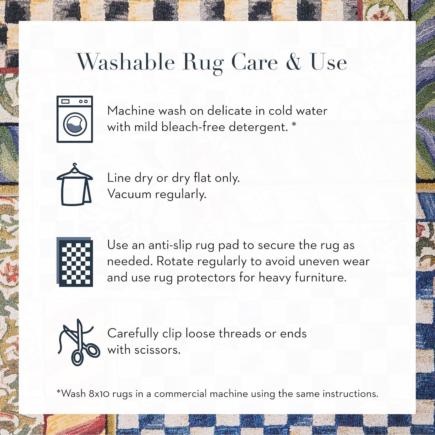 image:imageMACKENZIECHILDS Washable Rug Decorative Indoor Rug 26 x 8 Runner GrayandWhite Sterling CheckeredSnow Leopard