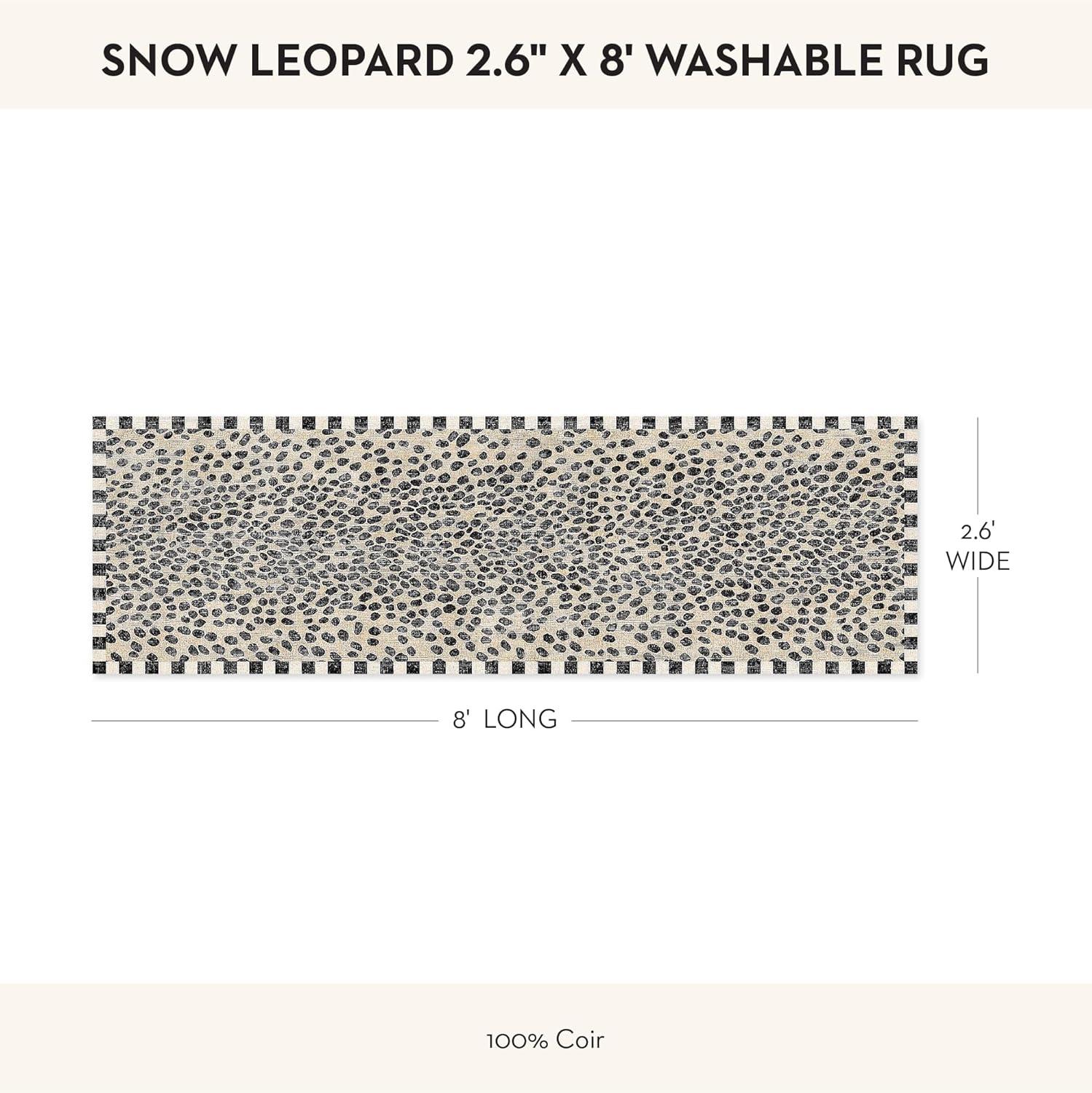 image:imageMACKENZIECHILDS Washable Rug Decorative Indoor Rug 26 x 8 Runner GrayandWhite Sterling CheckeredSnow Leopard