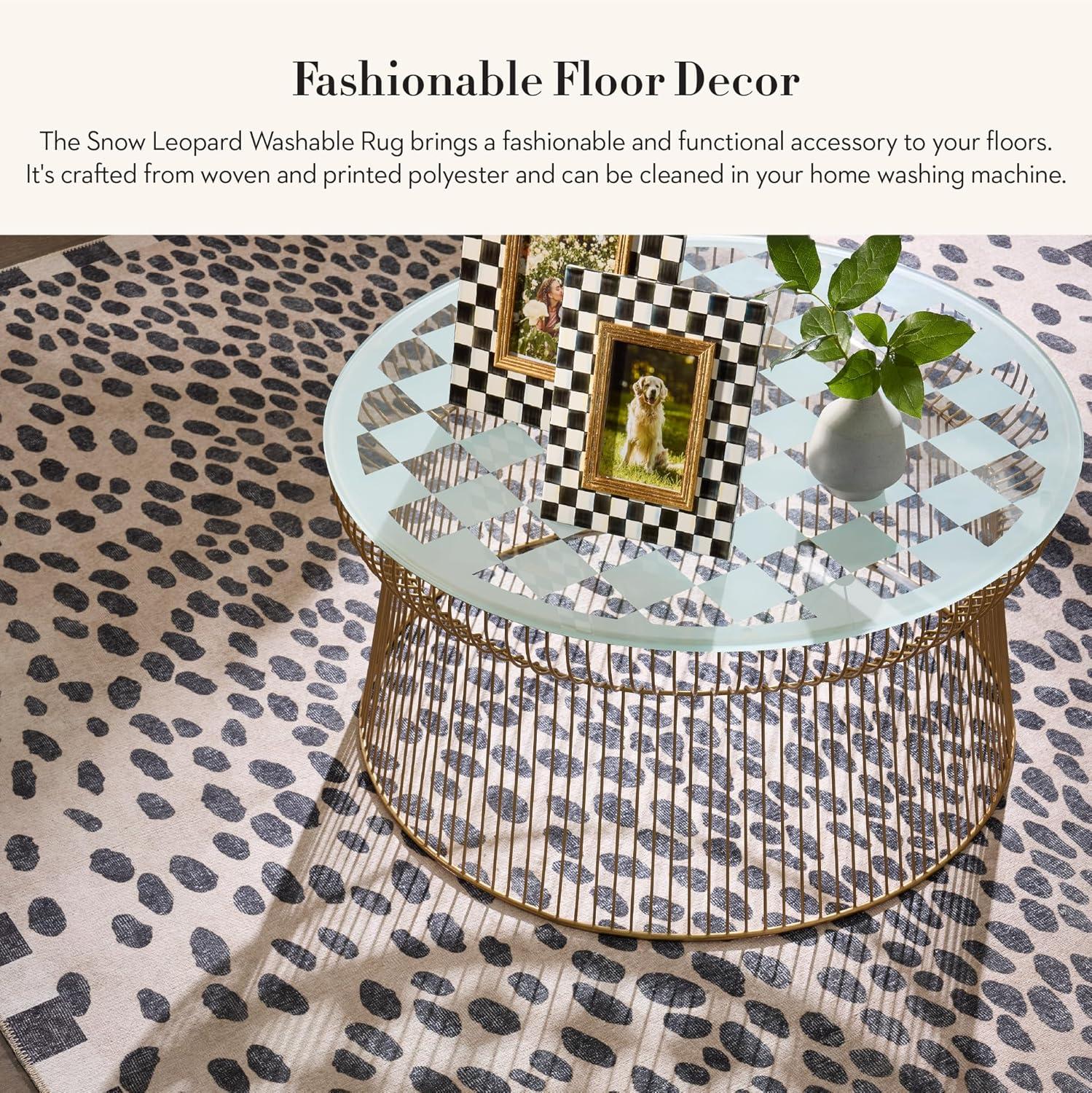 image:imageMACKENZIECHILDS Washable Rug Decorative Indoor Rug 26 x 8 Runner GrayandWhite Sterling CheckeredSnow Leopard