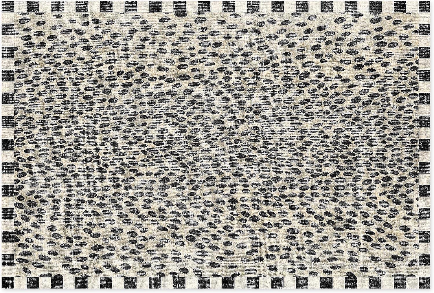 image:imageMACKENZIECHILDS Washable Rug Decorative Indoor Rug 26 x 8 Runner GrayandWhite Sterling CheckeredSnow Leopard