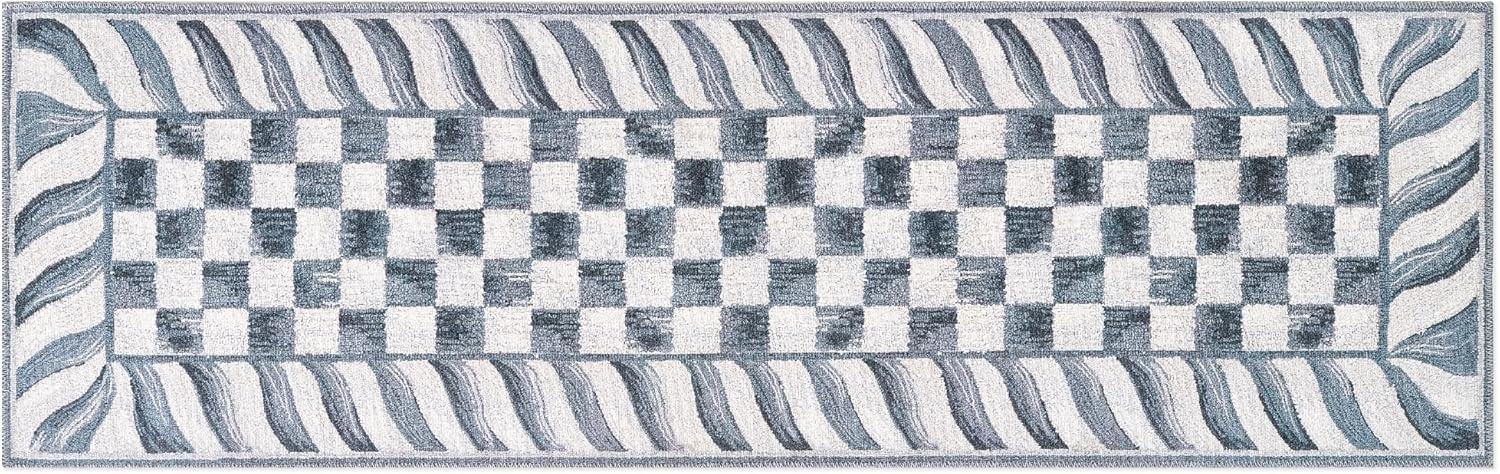 image:imageMACKENZIECHILDS Washable Rug Decorative Indoor Rug 26 x 8 Runner GrayandWhite Sterling CheckeredSterling Check