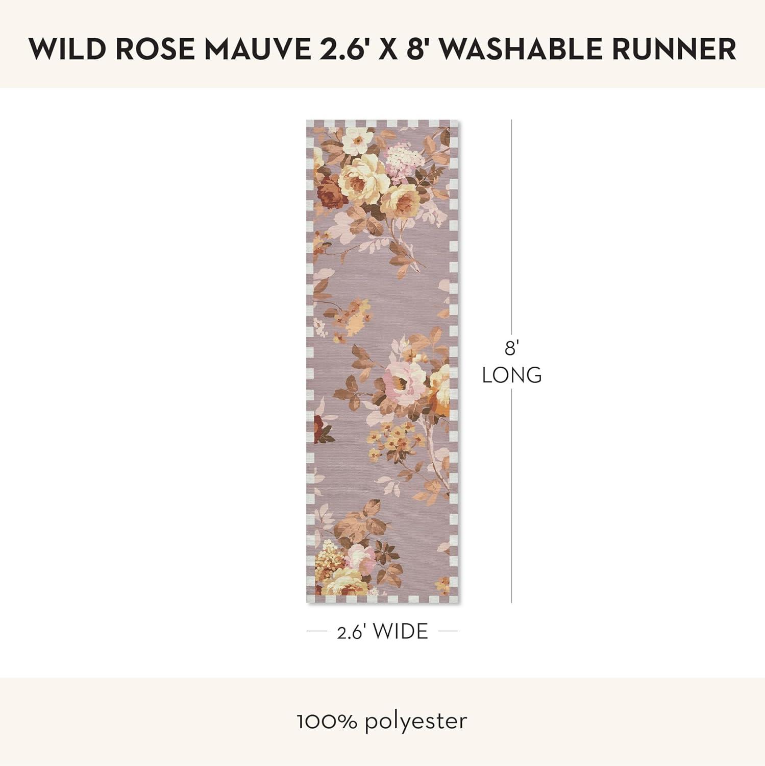 image:imageMACKENZIECHILDS Washable Rug Decorative Indoor Rug 26 x 8 Runner GrayandWhite Sterling CheckeredTaupe Wild Rose