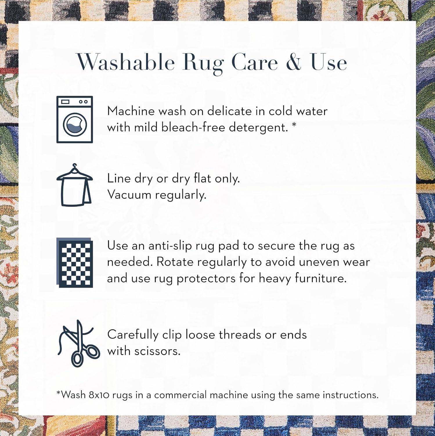 image:imageMACKENZIECHILDS Washable Rug Decorative Indoor Rug 26 x 8 Runner GrayandWhite Sterling CheckeredTaupe Wild Rose