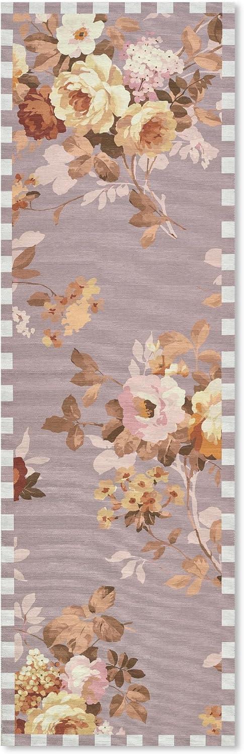 image:imageMACKENZIECHILDS Washable Rug Decorative Indoor Rug 26 x 8 Runner GrayandWhite Sterling CheckeredTaupe Wild Rose
