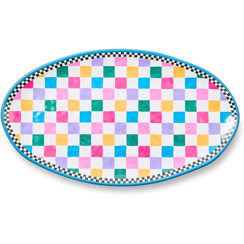 image:imageMACKENZIECHILDS Oval Melamine Platter Decorative Serving Plate for Entertaining WatermelonJamboree