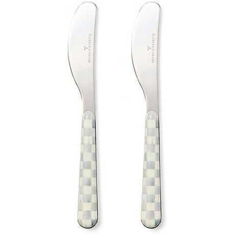 image:imageMACKENZIECHILDS Set of 2 Bistro Spreaders StainlessSteel Butter and Charcuterie Board Utensils GrayandWhite Sterling CheckSterling Check