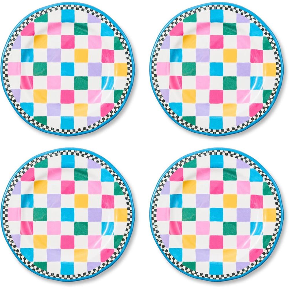 image:imageMACKENZIECHILDS Set of 4 Melamine Salad Plates Decorative DishwasherSafe Dinnerware Plates 9 Inches JamboreeJamboree