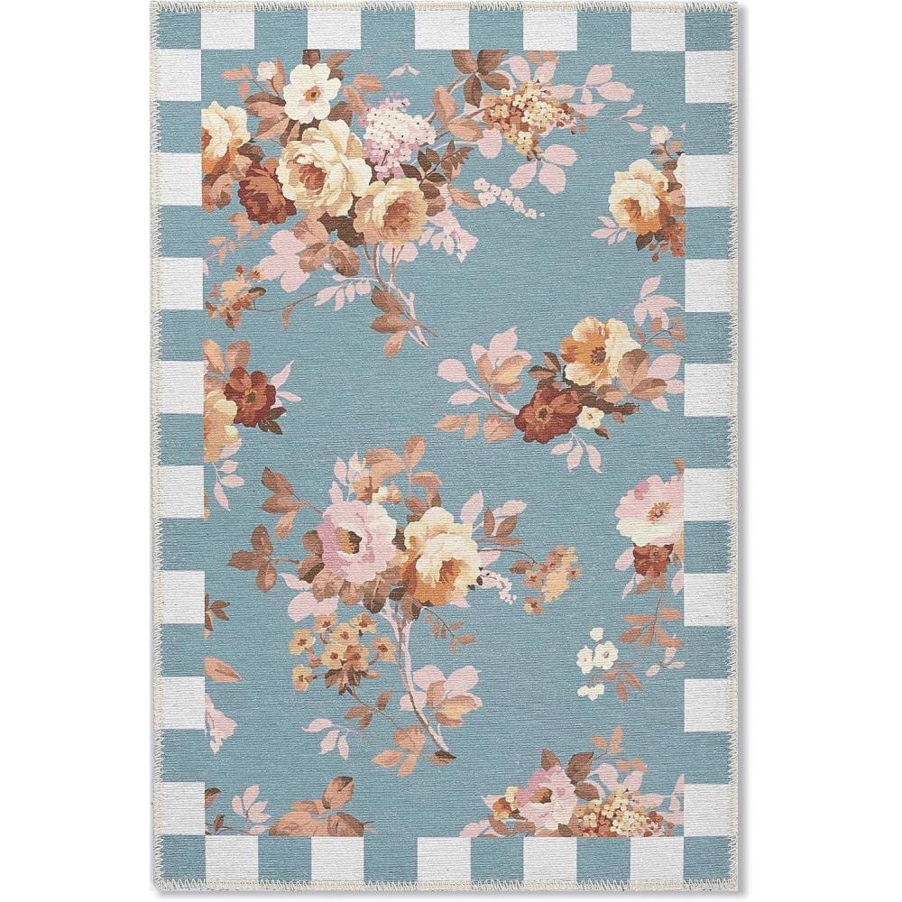 image:imageMACKENZIECHILDS Washable Rug Decorative Indoor Rug 26 x 8 Runner GrayandWhite Sterling CheckeredSlate Wild Rose