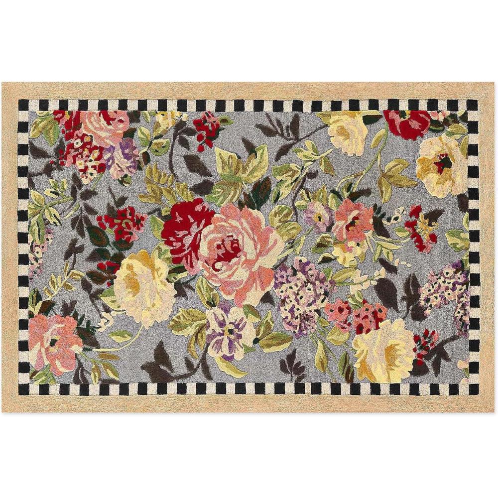 image:imageMACKENZIECHILDS Washable Rug Decorative Indoor Rug 26 x 8 Runner GrayandWhite Sterling CheckeredTudor Rose