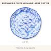 MACKENZIE-CHILDS Melamine Round Platter, Decorative Serving Plate for Entertaining, Large, Green Marble Check(Blue Marble Check)
