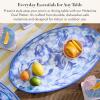 MACKENZIE-CHILDS Oval Melamine Platter, Decorative Serving Plate for Entertaining, Watermelon(Blue Marble Check)