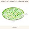MACKENZIE-CHILDS Oval Melamine Platter, Decorative Serving Plate for Entertaining, Watermelon(Green Marble Check)