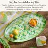 MACKENZIE-CHILDS Oval Melamine Platter, Decorative Serving Plate for Entertaining, Watermelon(Green Marble Check)