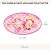 MACKENZIE-CHILDS Oval Melamine Platter, Decorative Serving Plate for Entertaining, Watermelon(Pink Marble Check)