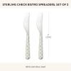 MACKENZIE-CHILDS Set of 2 Bistro Spreaders, Stainless-Steel Butter and Charcuterie Board Utensils, Gray-and-White Sterling Check(Sterling Check)
