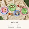 MACKENZIE-CHILDS Set of 4 Melamine Salad Plates, Decorative Dishwasher-Safe Dinnerware Plates, 9 Inches, Jamboree(Blue Marble Check)