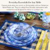 MACKENZIE-CHILDS Set of 4 Melamine Salad Plates, Decorative Dishwasher-Safe Dinnerware Plates, 9 Inches, Jamboree(Blue Marble Check)
