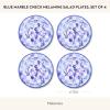 MACKENZIE-CHILDS Set of 4 Melamine Salad Plates, Decorative Dishwasher-Safe Dinnerware Plates, 9 Inches, Jamboree(Blue Marble Check)