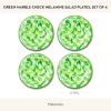 MACKENZIE-CHILDS Set of 4 Melamine Salad Plates, Decorative Dishwasher-Safe Dinnerware Plates, 9 Inches, Jamboree(Green Marble Check)
