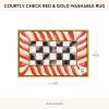MACKENZIE-CHILDS Washable Rug, Decorative Indoor Rug, 2’6″ x 8′ Runner, Gray-and-White Sterling Checkered(Courtly Check Red & Gold)