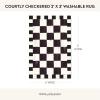MACKENZIE-CHILDS Washable Rug, Decorative Indoor Rug, 2’6″ x 8′ Runner, Gray-and-White Sterling Checkered(Courtly Checkered)