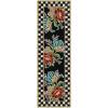 MACKENZIE-CHILDS Washable Rug, Decorative Indoor Rug, 2’6″ x 8′ Runner, Gray-and-White Sterling Checkered(Flower Market)