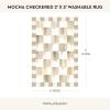 MACKENZIE-CHILDS Washable Rug, Decorative Indoor Rug, 2’6″ x 8′ Runner, Gray-and-White Sterling Checkered(Mocha Checkered)