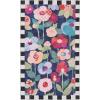 MACKENZIE-CHILDS Washable Rug, Decorative Indoor Rug, 2’6″ x 8′ Runner, Gray-and-White Sterling Checkered(Posie Field)