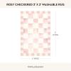 MACKENZIE-CHILDS Washable Rug, Decorative Indoor Rug, 2’6″ x 8′ Runner, Gray-and-White Sterling Checkered(Rosy Checkered)