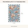 MACKENZIE-CHILDS Washable Rug, Decorative Indoor Rug, 2’6″ x 8′ Runner, Gray-and-White Sterling Checkered(Slate Wild Rose)