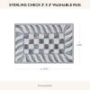 MACKENZIE-CHILDS Washable Rug, Decorative Indoor Rug, 2’6″ x 8′ Runner, Gray-and-White Sterling Checkered(Sterling Check)