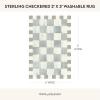 MACKENZIE-CHILDS Washable Rug, Decorative Indoor Rug, 2’6″ x 8′ Runner, Gray-and-White Sterling Checkered(Sterling Checkered)