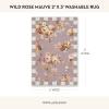MACKENZIE-CHILDS Washable Rug, Decorative Indoor Rug, 2’6″ x 8′ Runner, Gray-and-White Sterling Checkered(Taupe Wild Rose)
