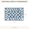 MACKENZIE-CHILDS Washable Rug, Decorative Indoor Rug, 2’6″ x 8′ Runner, Gray-and-White Sterling Checkered(Truly Royal Check)