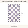MACKENZIE-CHILDS Washable Rug, Decorative Indoor Rug, 2’6″ x 8′ Runner, Gray-and-White Sterling Checkered(Violet Checkered)