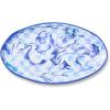 MACKENZIE-CHILDS Oval Melamine Platter, Decorative Serving Plate for Entertaining, Watermelon(Blue Marble Check)