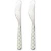 MACKENZIE-CHILDS Set of 2 Bistro Spreaders, Stainless-Steel Butter and Charcuterie Board Utensils, Gray-and-White Sterling Check(Sterling Check)