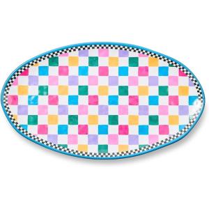 MACKENZIE-CHILDS Oval Melamine Platter, Decorative Serving Plate for Entertaining, Watermelon(Jamboree)