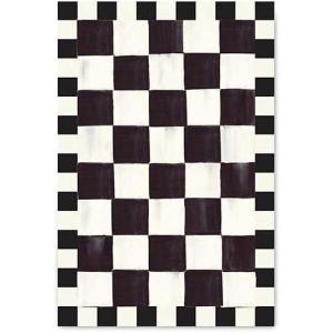 MACKENZIE-CHILDS Washable Rug, Decorative Indoor Rug, 2’6″ x 8′ Runner, Gray-and-White Sterling Checkered(Courtly Checkered)