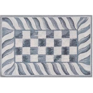 MACKENZIE-CHILDS Washable Rug, Decorative Indoor Rug, 2’6″ x 8′ Runner, Gray-and-White Sterling Checkered(Sterling Check)