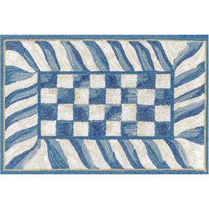 MACKENZIE-CHILDS Washable Rug, Decorative Indoor Rug, 2’6″ x 8′ Runner, Gray-and-White Sterling Checkered(Truly Royal Check)