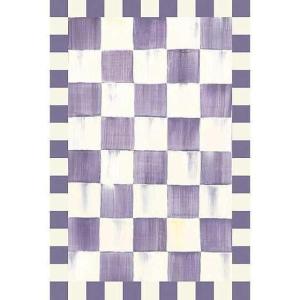 MACKENZIE-CHILDS Washable Rug, Decorative Indoor Rug, 2’6″ x 8′ Runner, Gray-and-White Sterling Checkered(Violet Checkered)