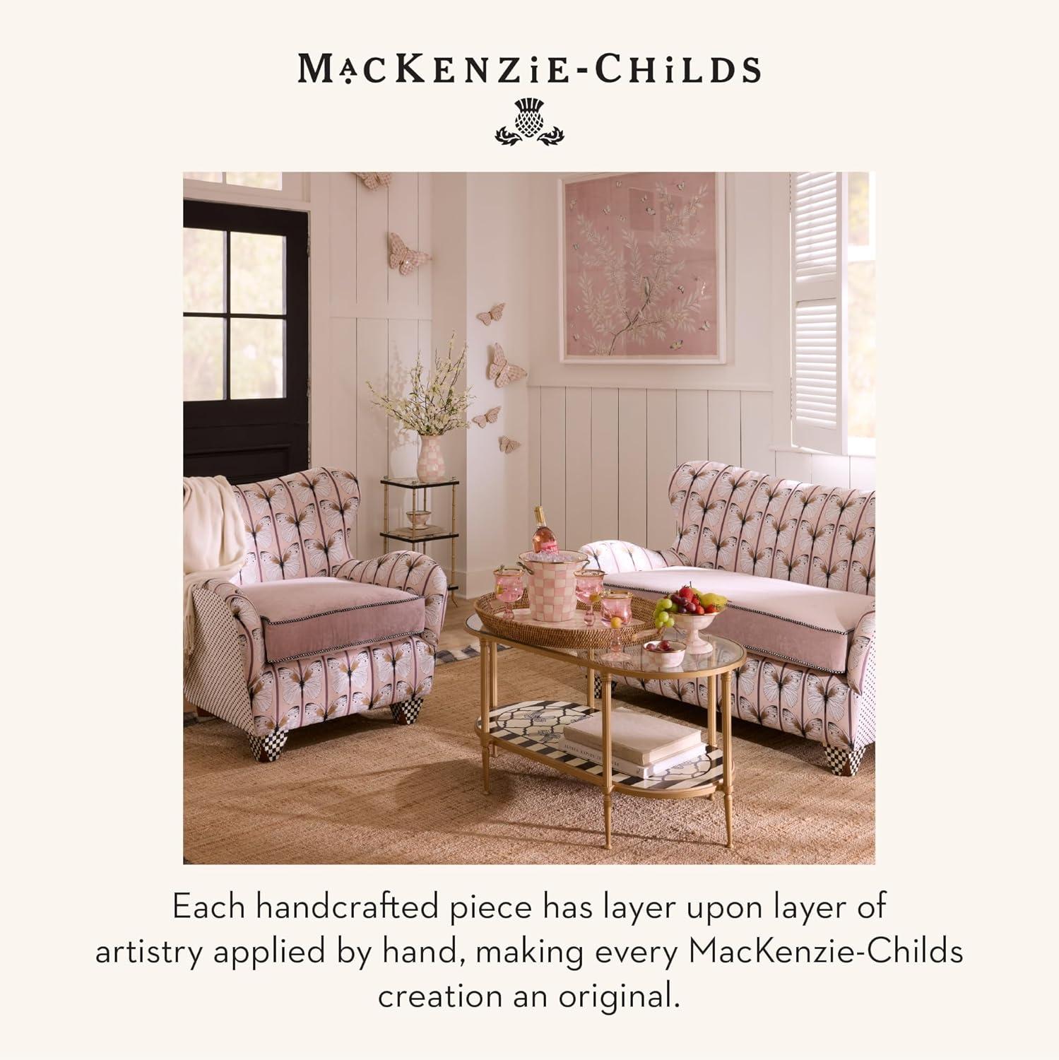 image:imageMACKENZIECHILDS Pineapple Sculpture Faux Fruit Decor for Home PinkandWhite Rosy CheckRosy