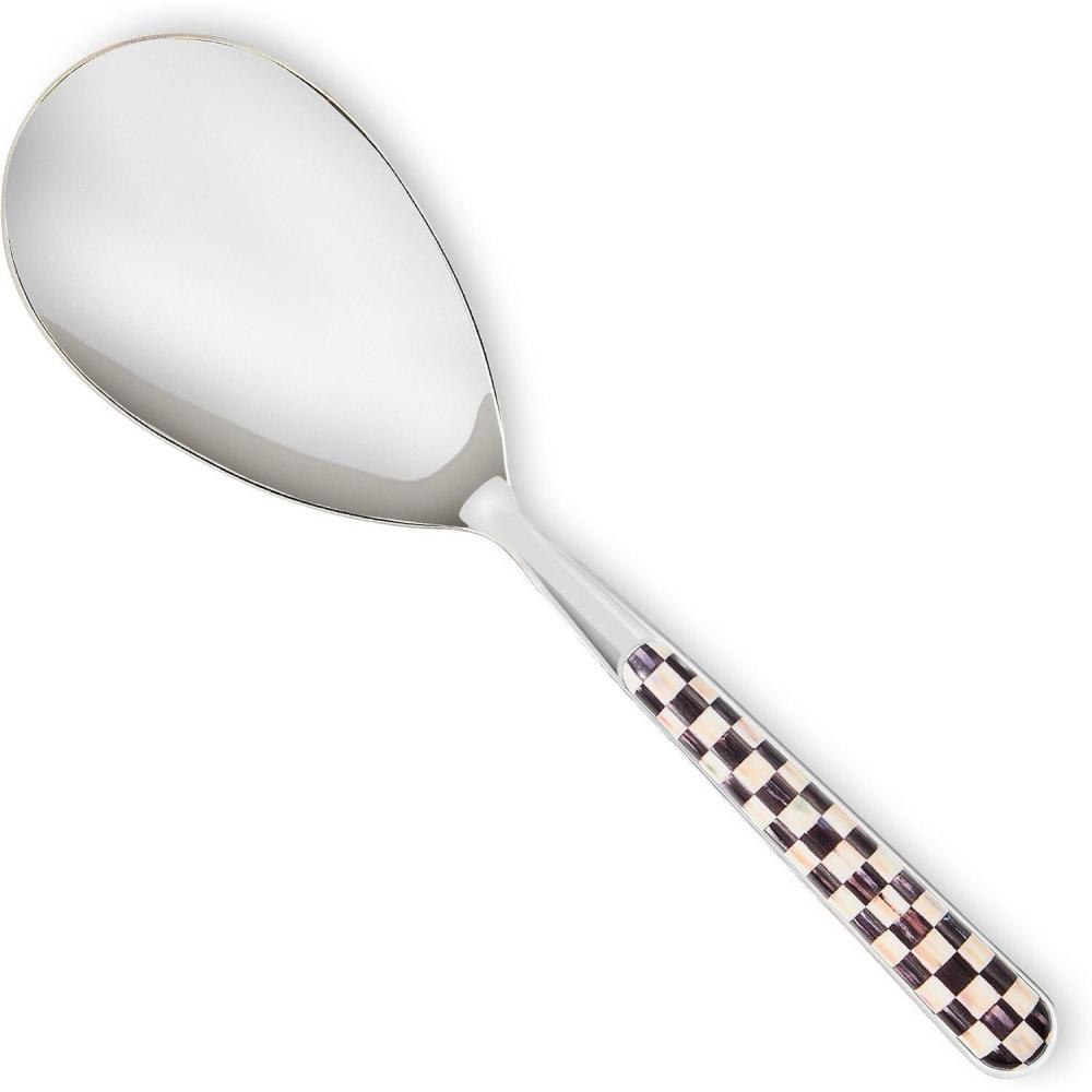 image:imageMACKENZIECHILDS Bistro Serving Spoon StainlessSteel Spoon for Cooking GrayandWhite Sterling CheckCourtly Check